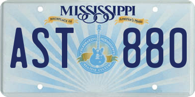 MS license plate AST880