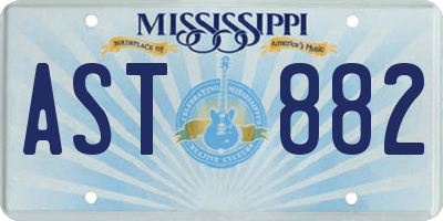 MS license plate AST882