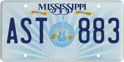 MS license plate AST883