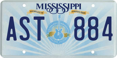 MS license plate AST884