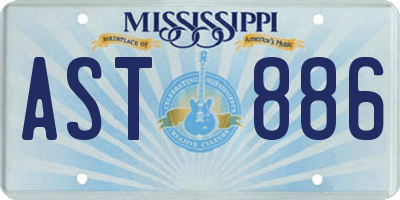 MS license plate AST886