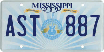 MS license plate AST887