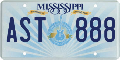 MS license plate AST888