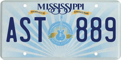MS license plate AST889