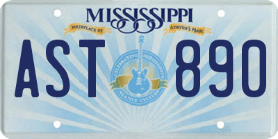 MS license plate AST890