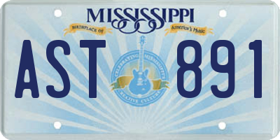 MS license plate AST891