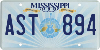 MS license plate AST894