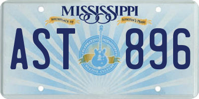 MS license plate AST896