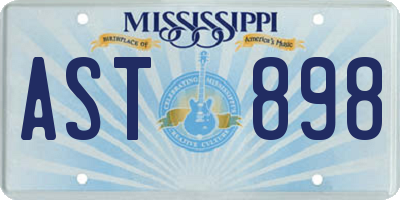 MS license plate AST898