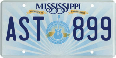 MS license plate AST899