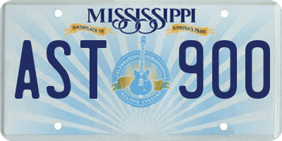 MS license plate AST900