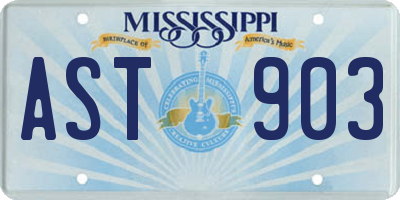 MS license plate AST903