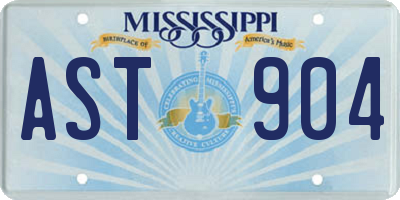 MS license plate AST904
