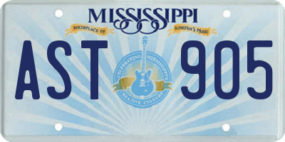 MS license plate AST905