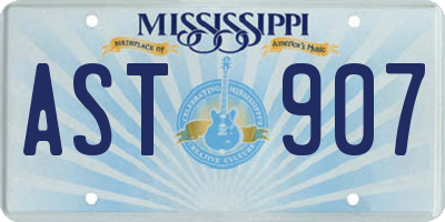 MS license plate AST907