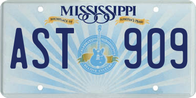 MS license plate AST909