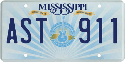 MS license plate AST911