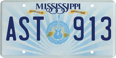 MS license plate AST913