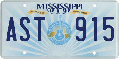 MS license plate AST915