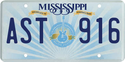 MS license plate AST916