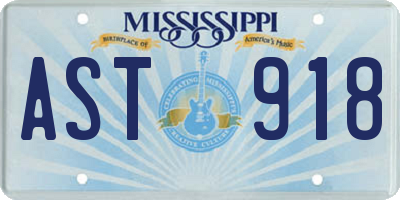 MS license plate AST918