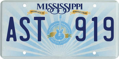 MS license plate AST919