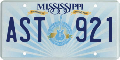 MS license plate AST921