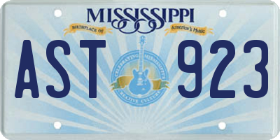 MS license plate AST923