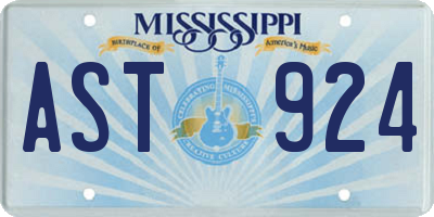 MS license plate AST924