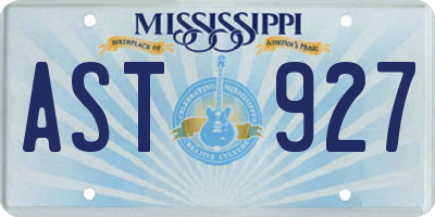 MS license plate AST927