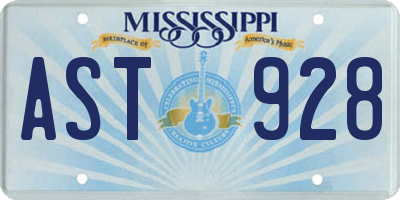 MS license plate AST928