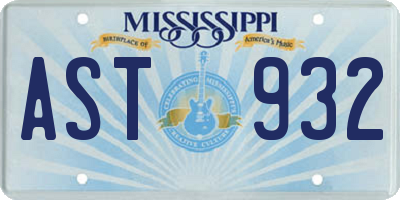 MS license plate AST932