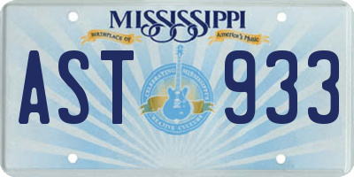 MS license plate AST933