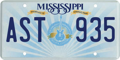 MS license plate AST935