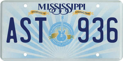 MS license plate AST936