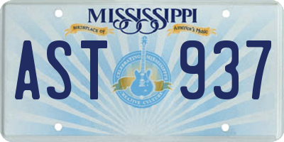 MS license plate AST937
