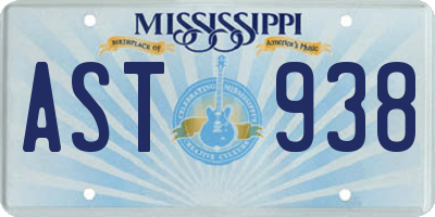 MS license plate AST938