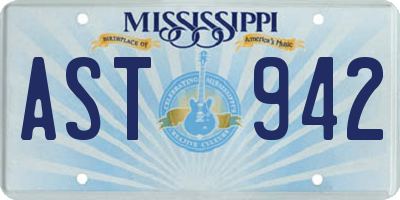 MS license plate AST942