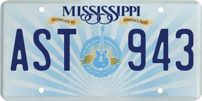 MS license plate AST943