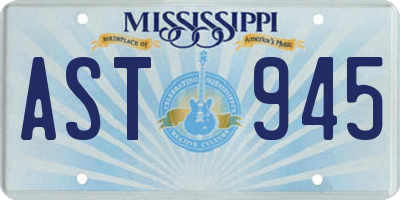 MS license plate AST945