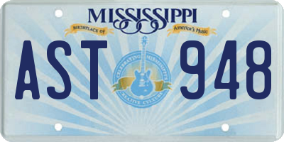 MS license plate AST948