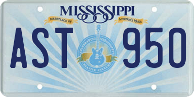MS license plate AST950