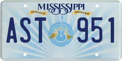 MS license plate AST951