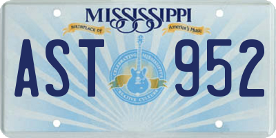 MS license plate AST952