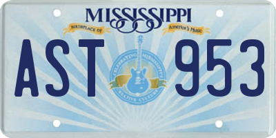 MS license plate AST953
