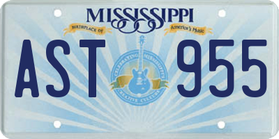 MS license plate AST955