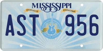 MS license plate AST956