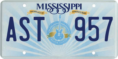 MS license plate AST957