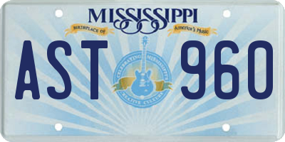 MS license plate AST960