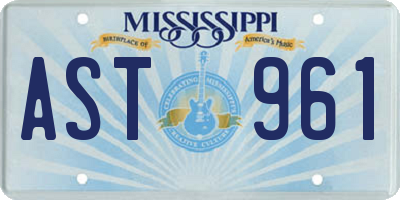 MS license plate AST961